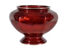 A Large Ruby Red Jinbari Enamel Jardinière