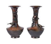 A Pair of Japanese Bronze Vases