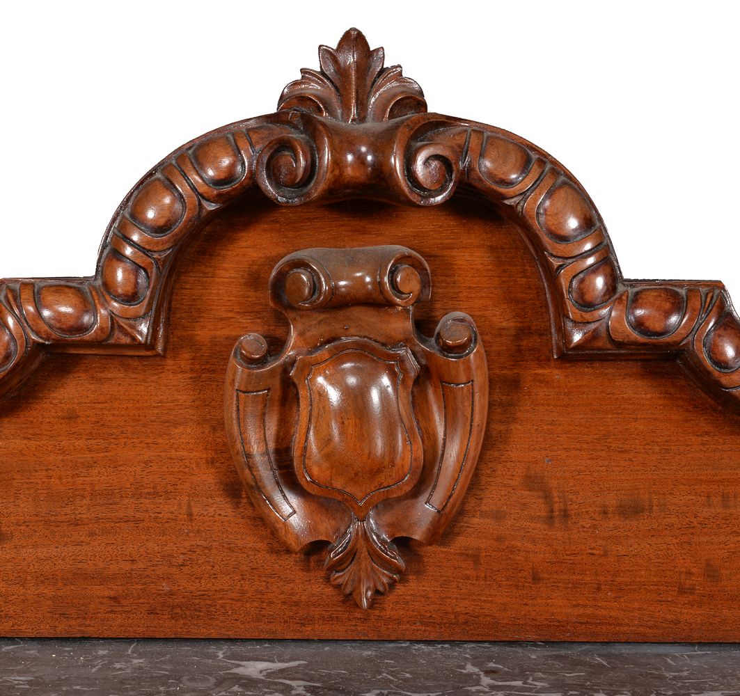 A Victorian walnut and marble topped serving table, circa 1850 - Image 5 of 7