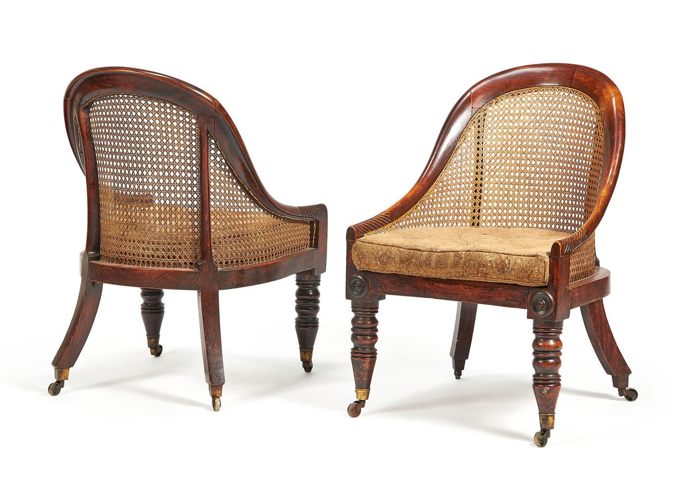 A pair of Regency simulated rosewood bergere chairs, circa 1815 - Image 2 of 5