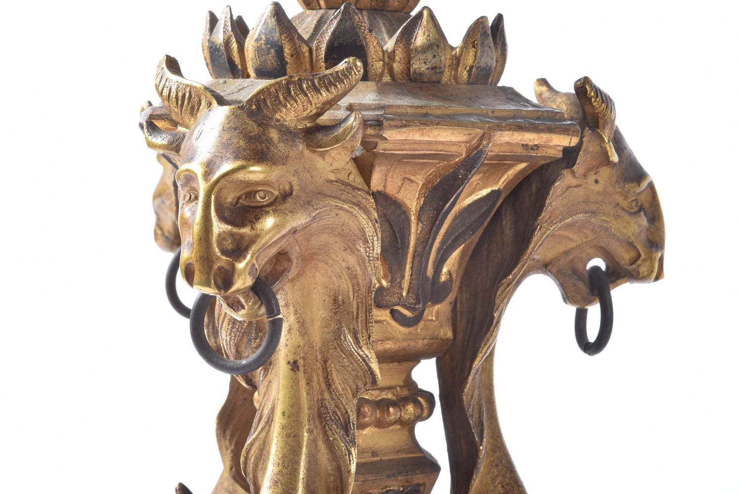 A pair of French gilt bronze and white marble mounted five light candelabra, last quarter 19th centu - Image 2 of 5