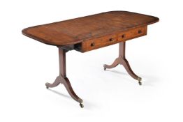 ϒ A George III rosewood and burr yew crossbanded sofa table, circa 1800