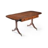 ϒ A George III rosewood and burr yew crossbanded sofa table, circa 1800