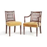 A set of seven George III mahogany dining chairs, circa 1790