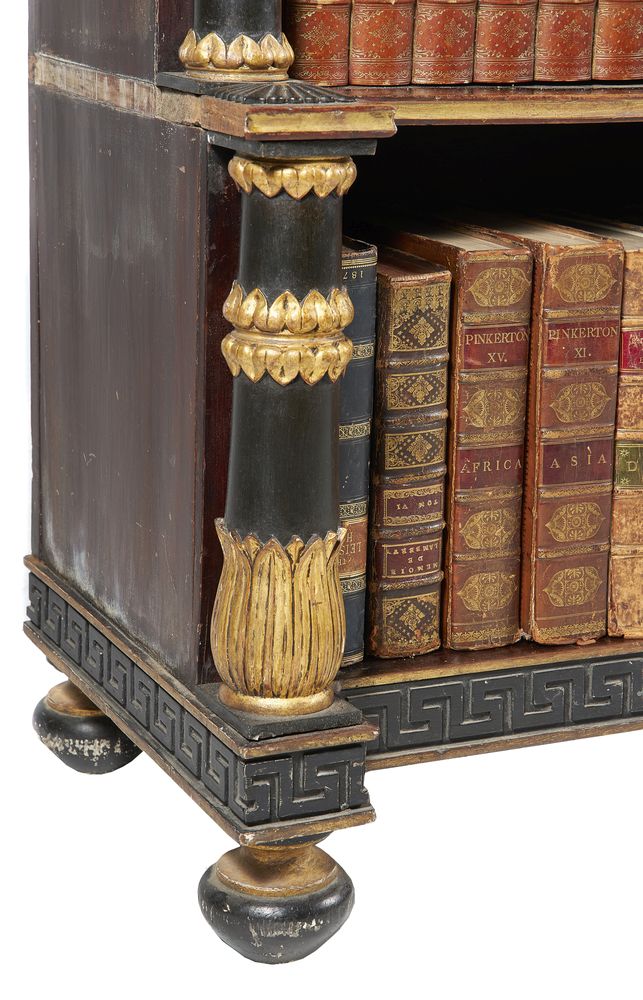 A Regency mahogany, ebonised and parcel gilt open ‘waterfall’ bookcase, circa 1815 - Image 4 of 4