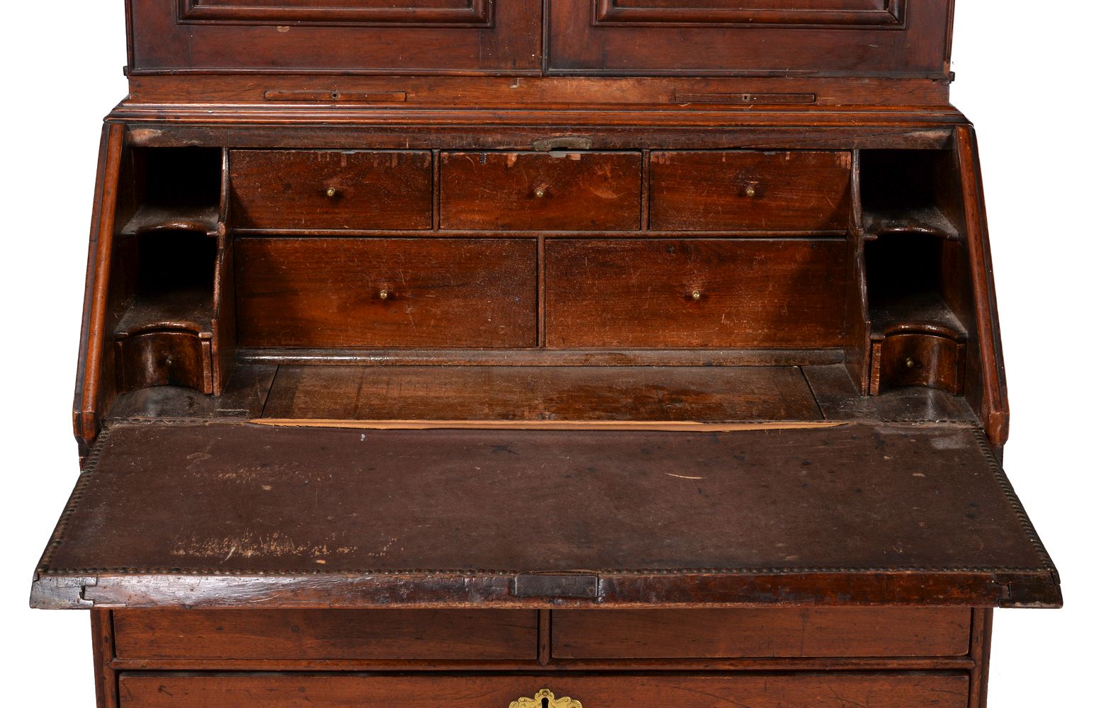 A Queen Anne 'red' walnut double dome bureau bookcase, circa 1710 - Image 6 of 6