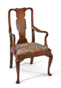 A George I walnut armchair, circa 1720