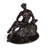 A Continental patinated bronze model of Mercury Resting, probably mid 18th century