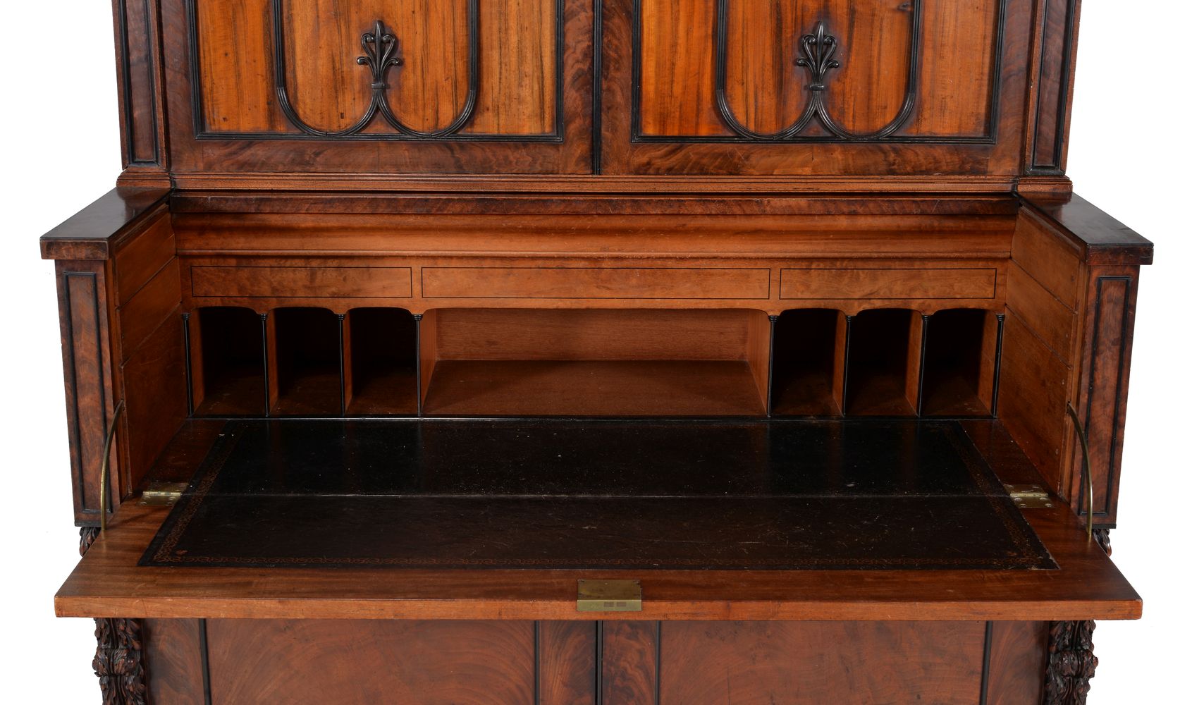 A George IV mahogany and goncalo alves bureau bookcase, circa 1825 - Image 7 of 8