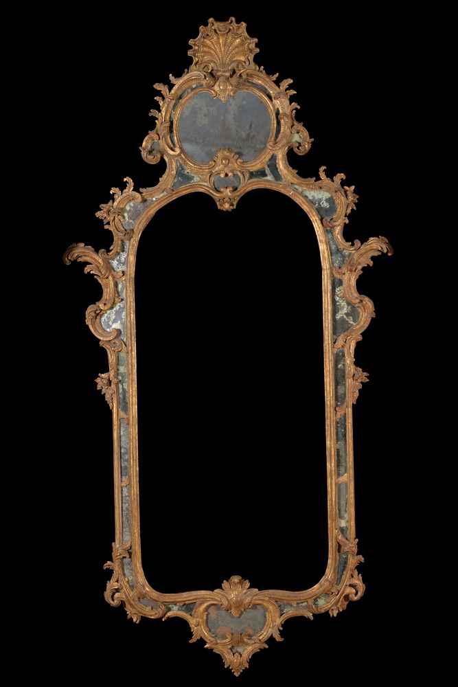 A pair of carved giltwood wall mirrors, in mid 18th century style, 18th century and later - Image 2 of 2