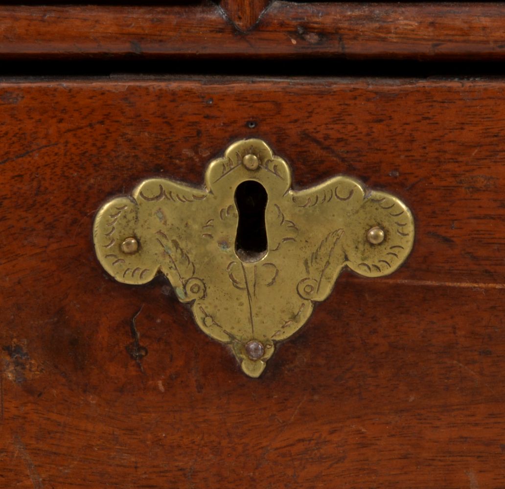 A Queen Anne 'red' walnut double dome bureau bookcase, circa 1710 - Image 5 of 6