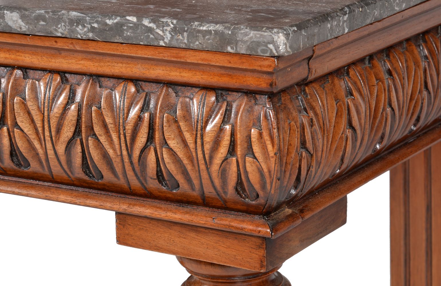 A Victorian walnut and marble topped serving table, circa 1850 - Image 4 of 7