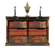 A Napoleon III ebonised, brass marquetry and gilt metal mounted open bookcase, circa 1870