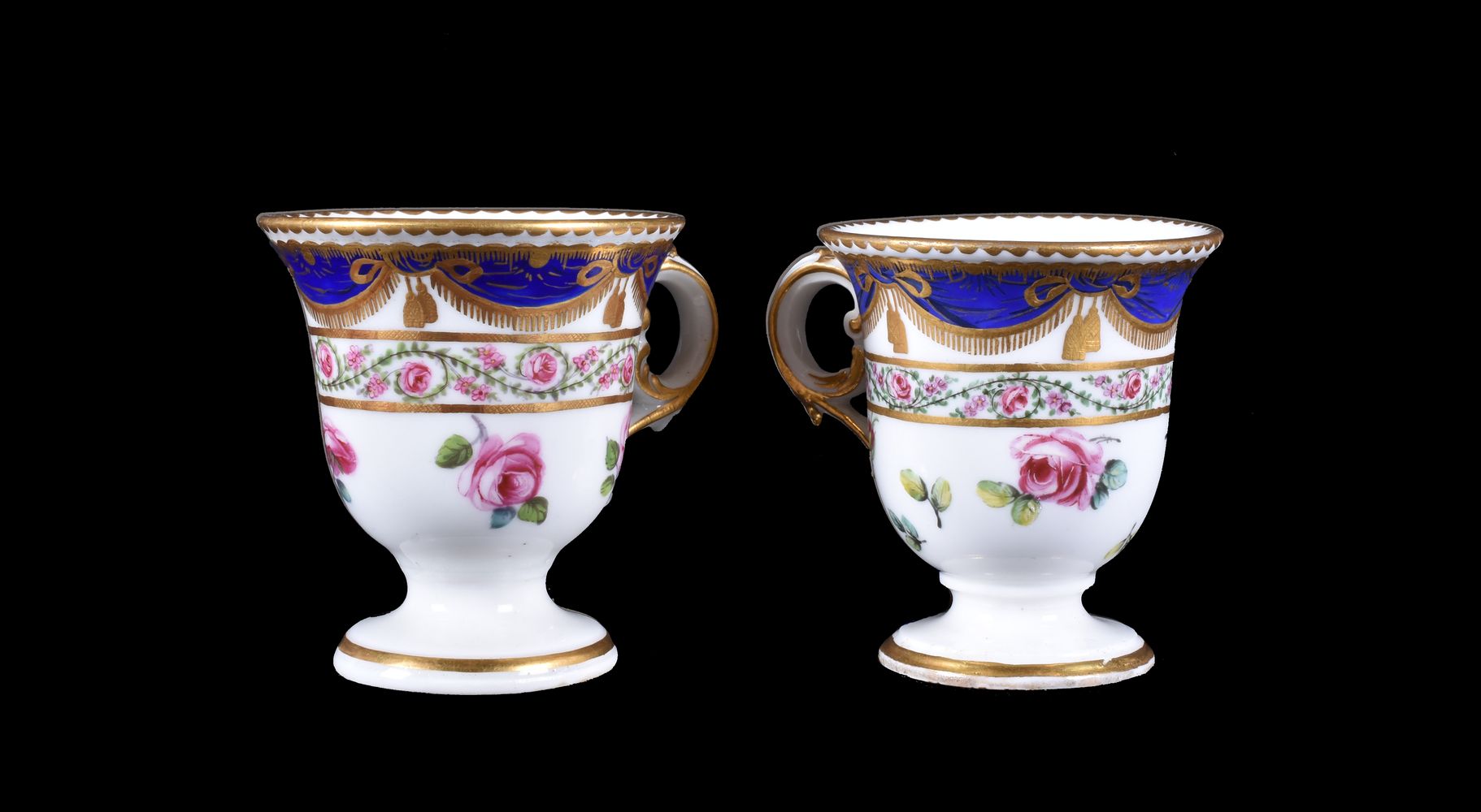 A pair of Derby ice cups in the Sevres-style painted by William Billingsley, circa 1790 - Image 2 of 3