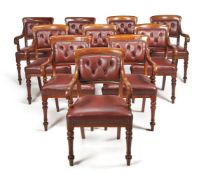 A set of ten Victorian oak armchairs, circa 1900