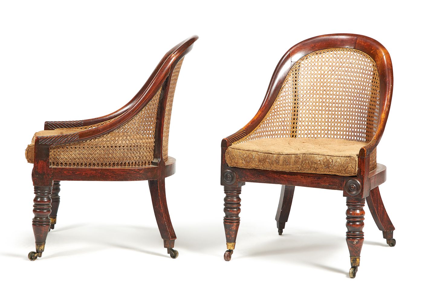 A pair of Regency simulated rosewood bergere chairs, circa 1815 - Image 3 of 5
