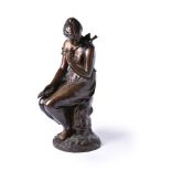 A Continental patinated bronze model of a maiden, last quarter 19th century