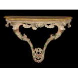 A pair of Italian carved and polychrome painted wood console tables, circa 1770