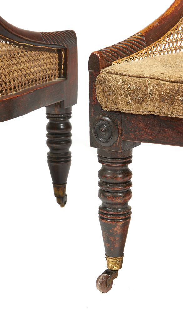A pair of Regency simulated rosewood bergere chairs, circa 1815 - Image 5 of 5