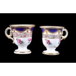 A pair of Derby ice cups in the Sevres-style painted by William Billingsley, circa 1790