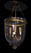 A glass and gilt metal mounted hall lantern, circa 1815 and later