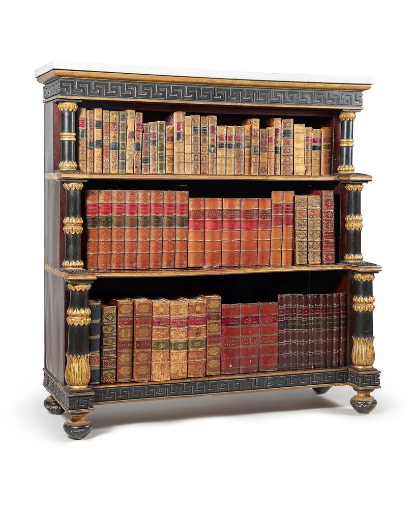 A Regency mahogany, ebonised and parcel gilt open ‘waterfall’ bookcase, circa 1815 - Image 2 of 4