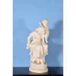 A French sculpted white marble group of a mother and child, circa 1900