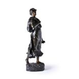 A Continental patinated bronze model of a maiden, late 19th century