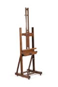 An oak height adjustable artist's easel, by WINSOR & NEWTON, late 19th/early 20th century