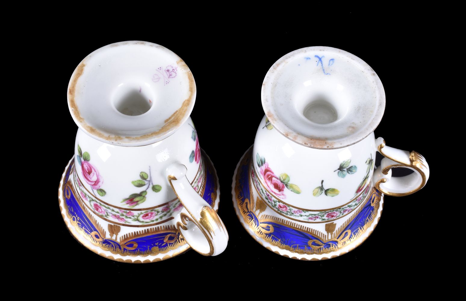 A pair of Derby ice cups in the Sevres-style painted by William Billingsley, circa 1790 - Image 3 of 3