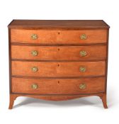 A George III satinwood and purple heart banded bowfront chest of drawers, attributed to Gillows, cir