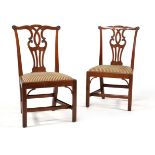 A set of six George III walnut dining chairs, circa 1760