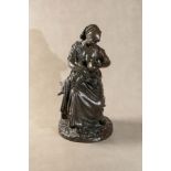 After Aimé-Jules Dalou (French 1838 - 1902), a patinated bronze group of a nursing mother and infant