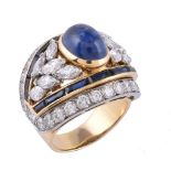 A sapphire and diamond bombé ring by Sabbadini