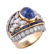 A sapphire and diamond bombé ring by Sabbadini