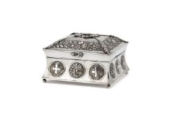 An Ottoman silver square jewellery casket