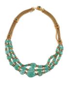 A three strand emerald festoon necklace by Natalia Josca