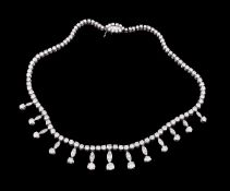 A 1950s diamond fringe necklace