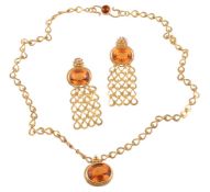 A citrine necklace and earring suite by Natalia Josca