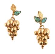 A pair of emerald grape earrings by Natalia Josca