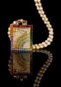 A multi gem set pendant and necklace by Adler