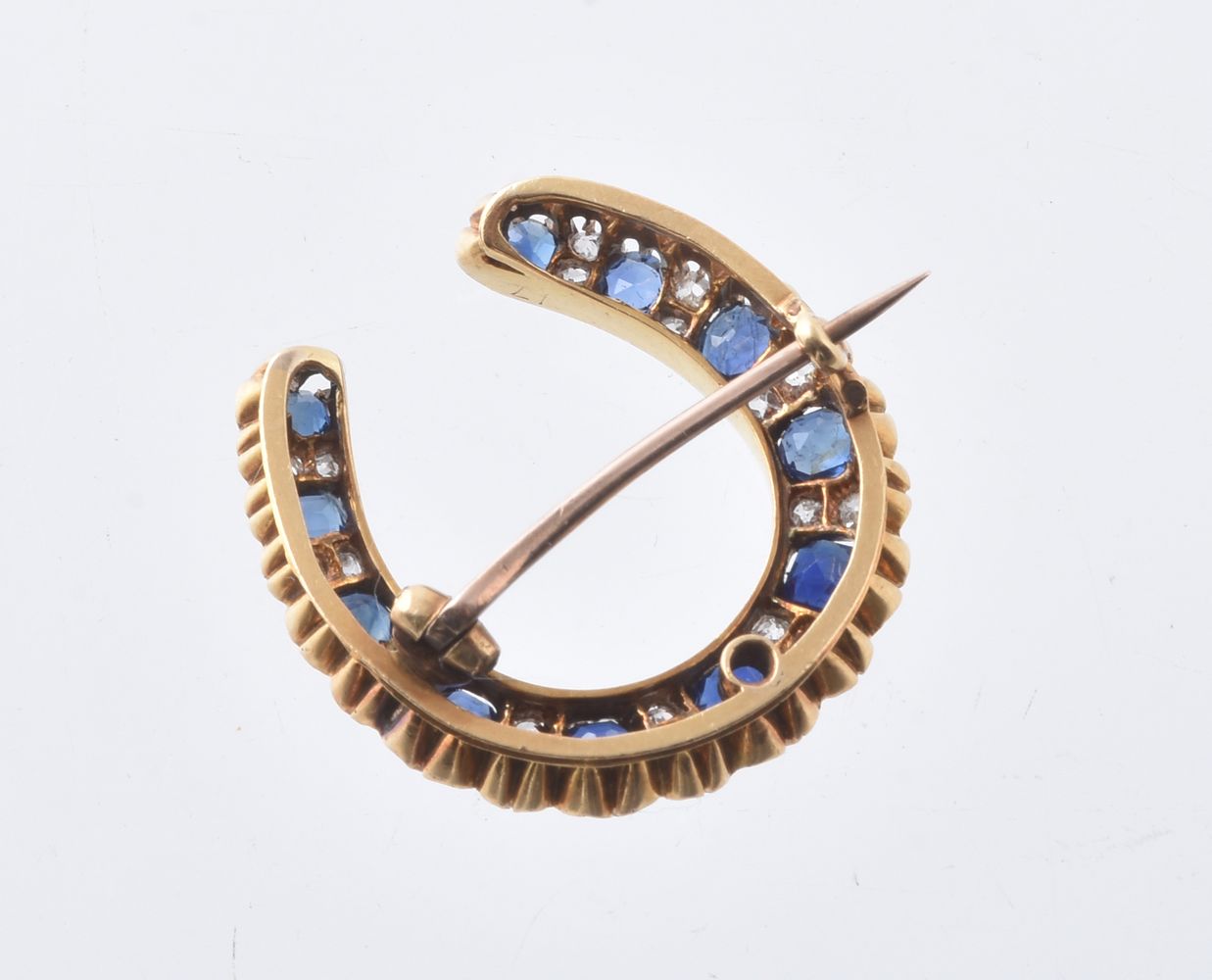 A late Victorian sapphire and diamond horseshoe brooch - Image 2 of 2