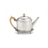 ϒ A George III silver oval tea pot and stand by Hester Bateman