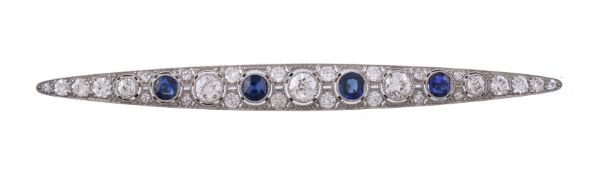 An early 20th century diamond and sapphire brooch