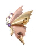 A mid 20th century gem set butterfly brooch by Tiffany & Co