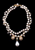 A cultured pearl and diamond necklace by Natalia Josca