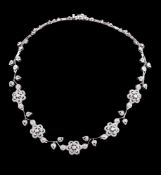 A floral diamond collar necklace