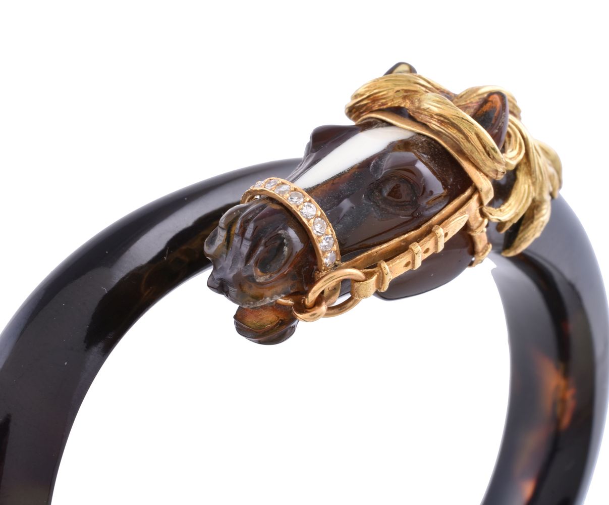 ϒ A 1960s French tortoiseshell and diamond bangle by Fred - Image 2 of 4