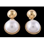 A pair of 18 carat gold mabé pearl earrings by Tiffany & Co.