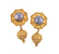 A pair of grey mabé pearl earrings by Natalia Josca
